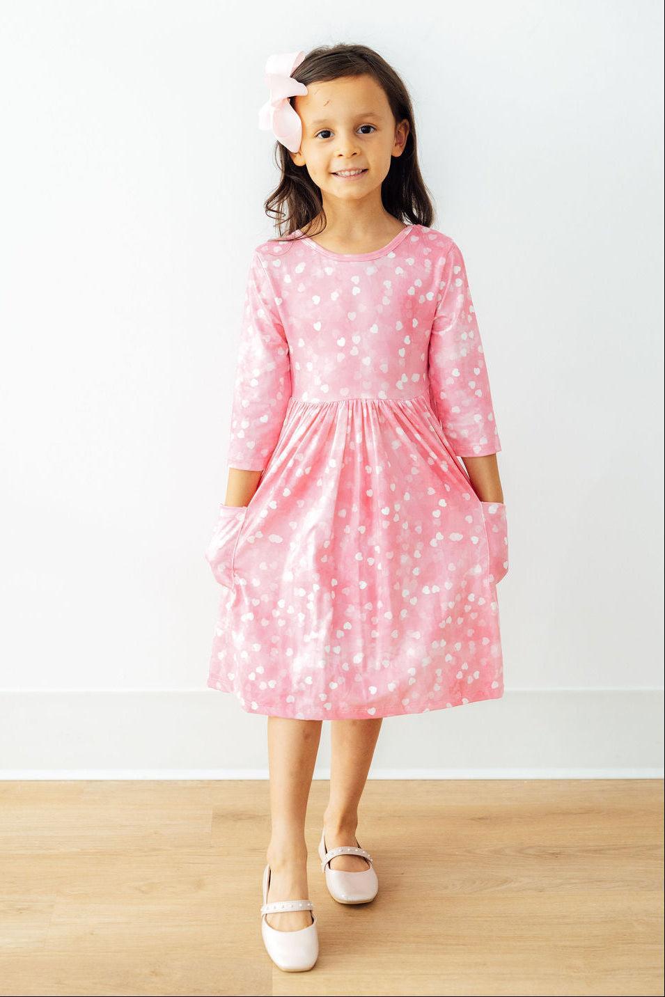 Shine Bright 3/4 Sleeve Pocket Twirl Dress