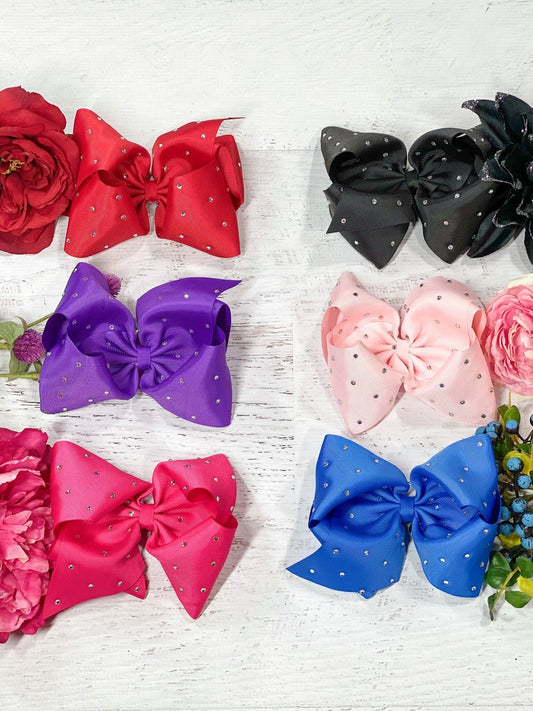 Clear Rhinestone Hair Bow - Alligator Clip - 5.5"