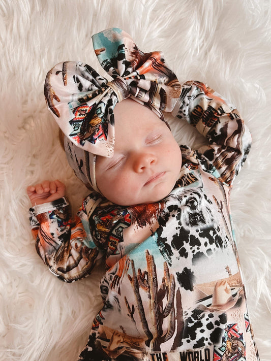 Western collage gown and headband set
