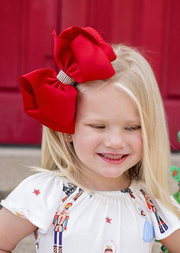 Oversize Rhinestone Hair Bows - French Clip - 5.5"