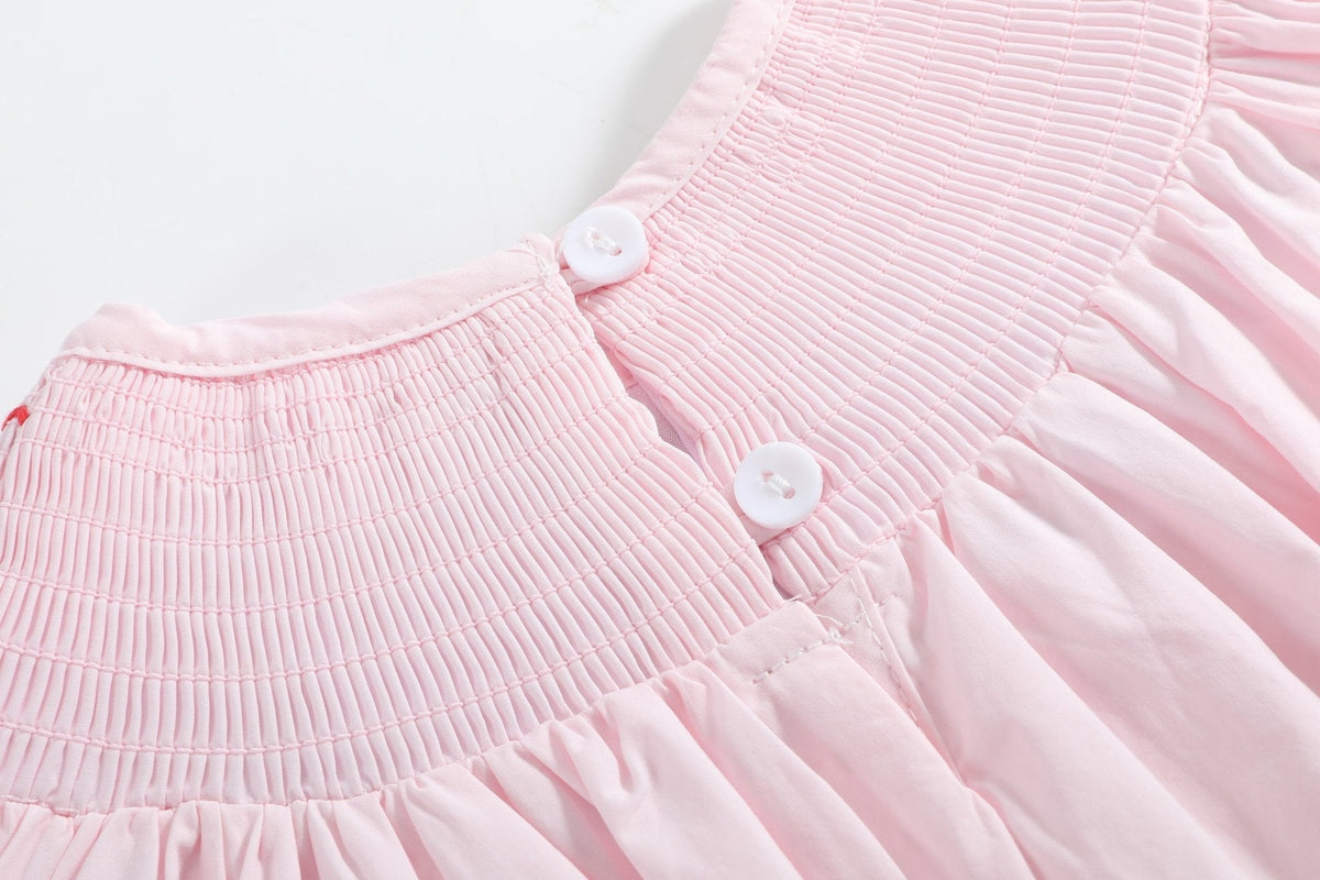 Pink Christmas Smocked Bubble Romper