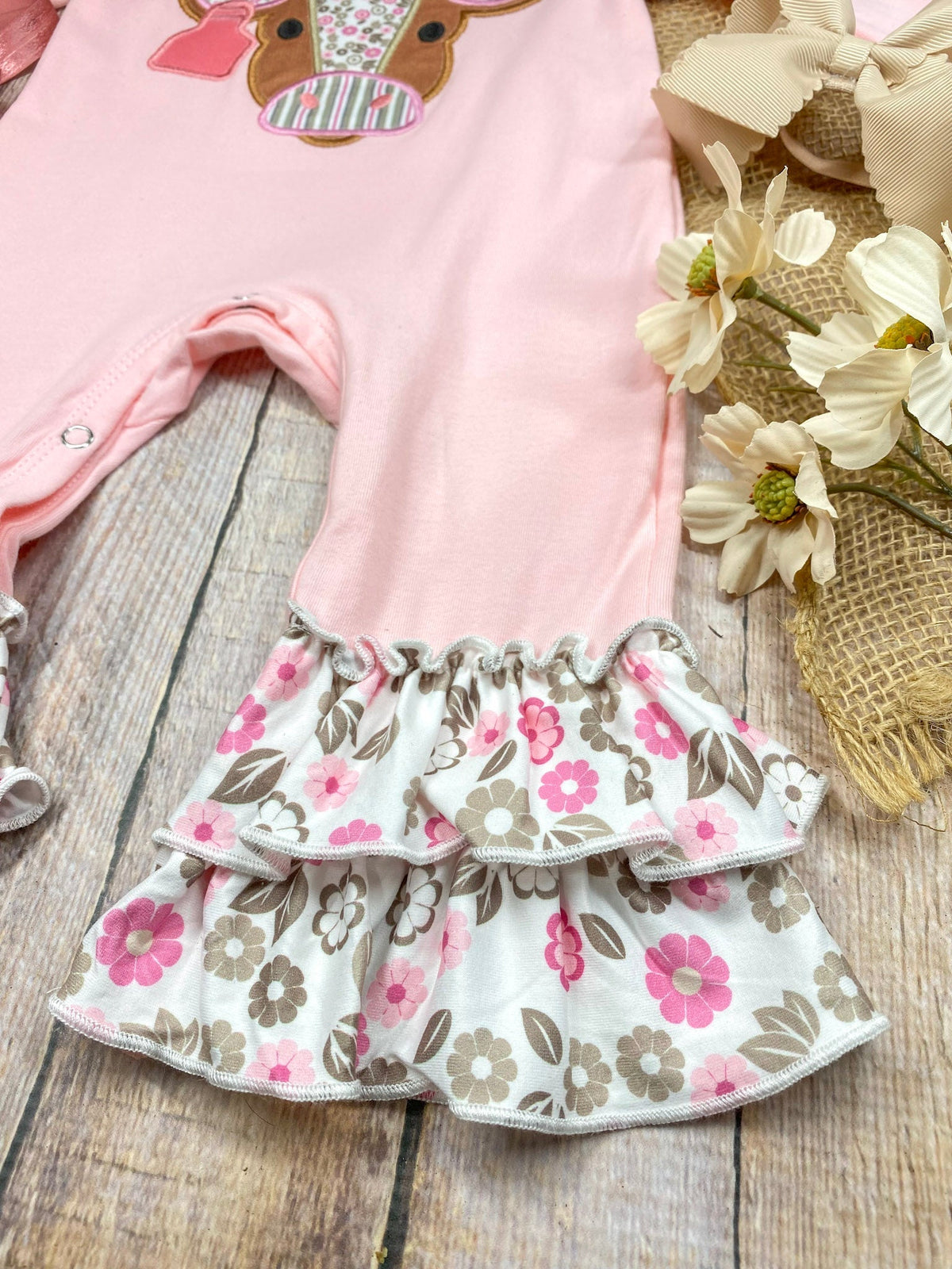 Pretty in Pink Cow Girls Infant Romper