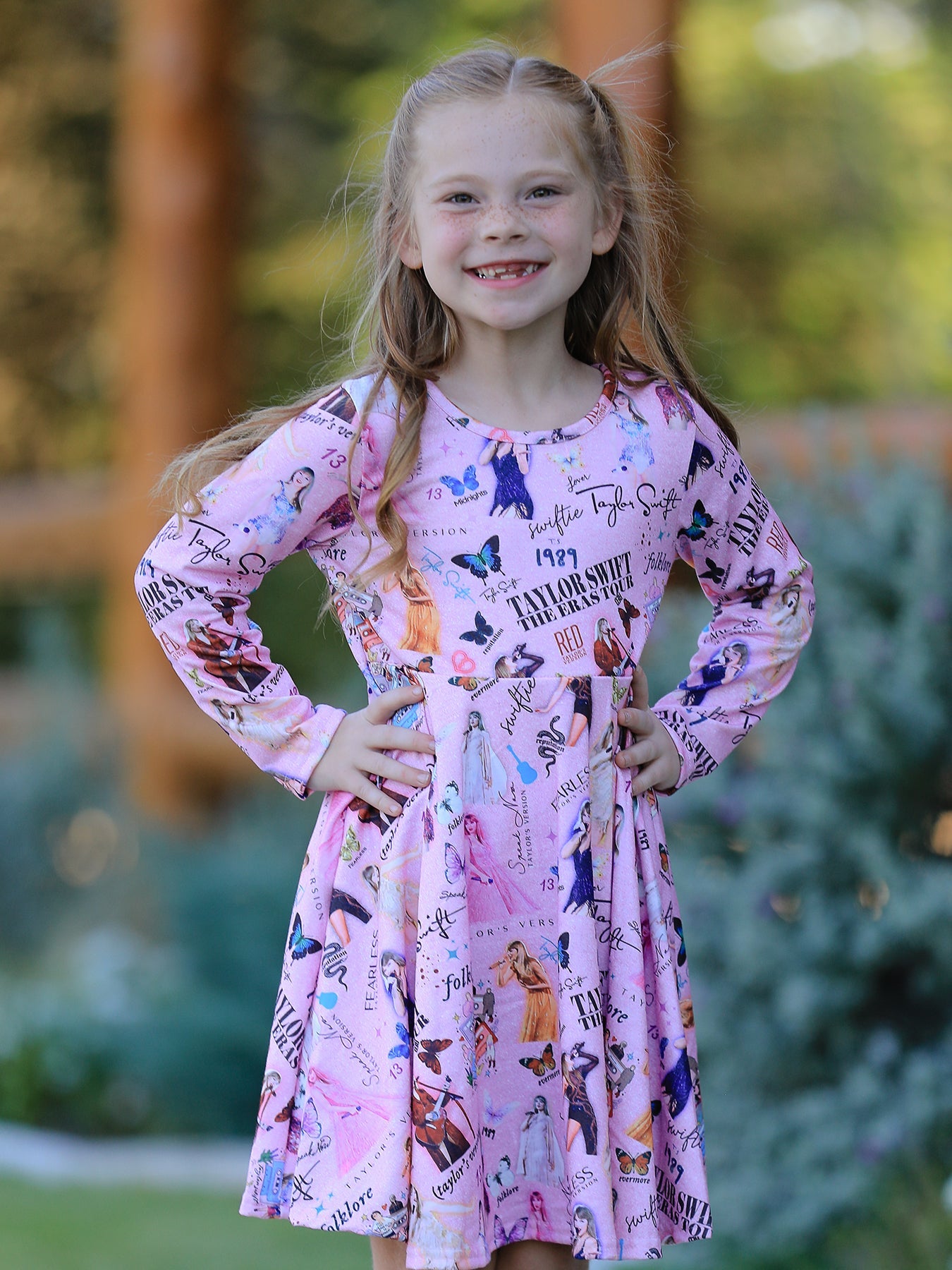 Christmas Ts Twirly Print Girls Milk Silk Dress:Musical Journey in Style