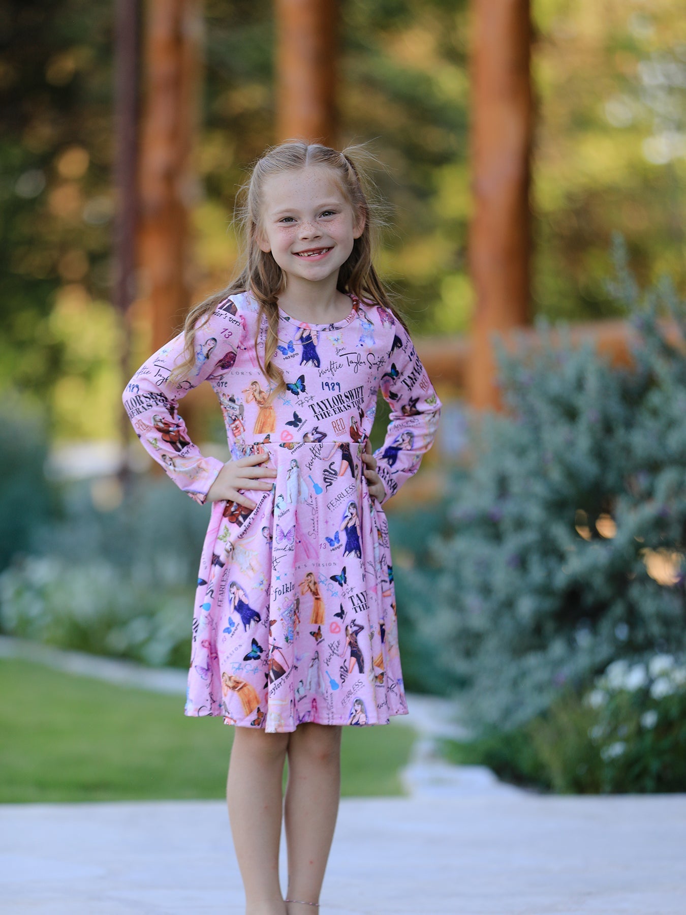 Christmas Ts Twirly Print Girls Milk Silk Dress:Musical Journey in Style