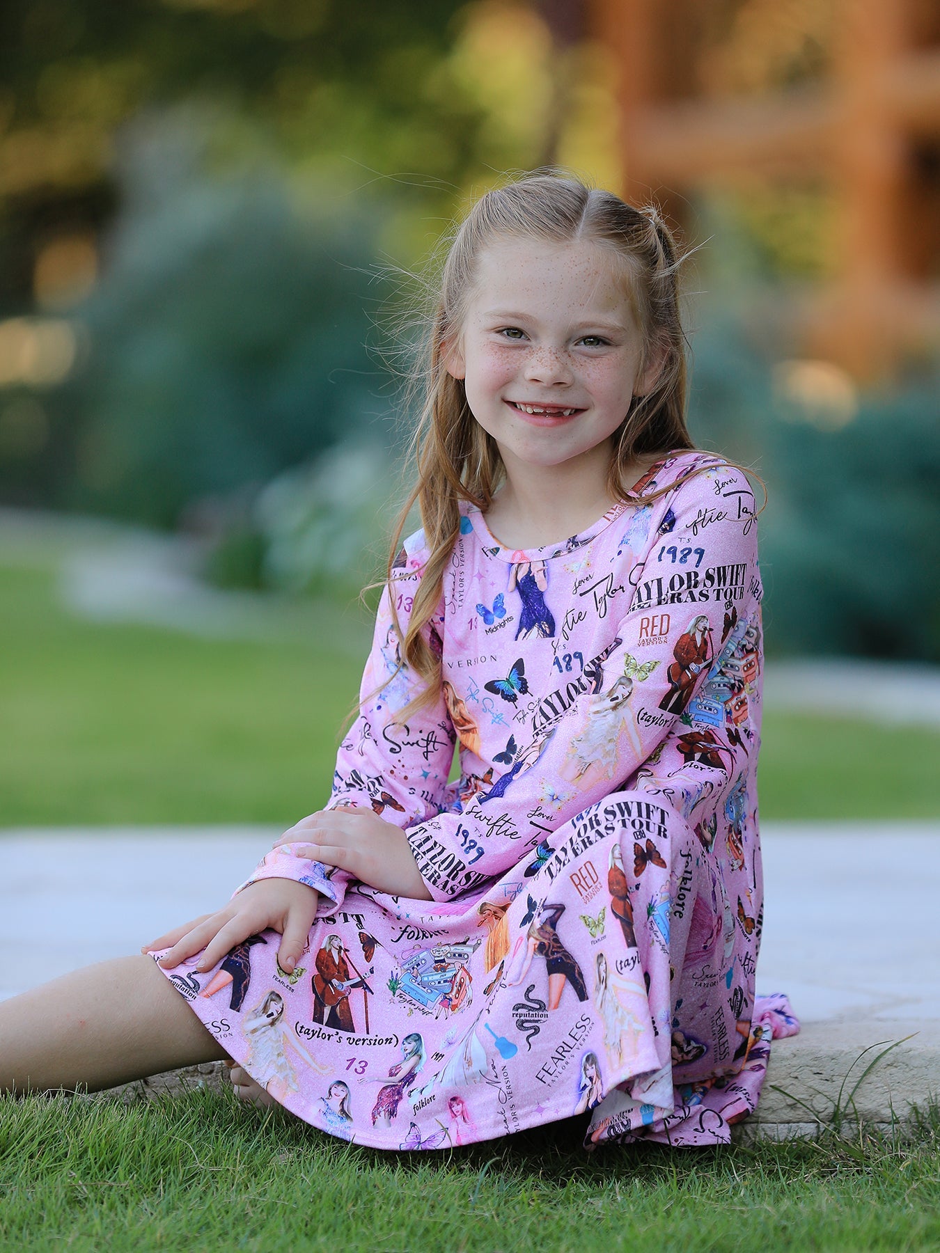 Christmas Ts Twirly Print Girls Milk Silk Dress:Musical Journey in Style