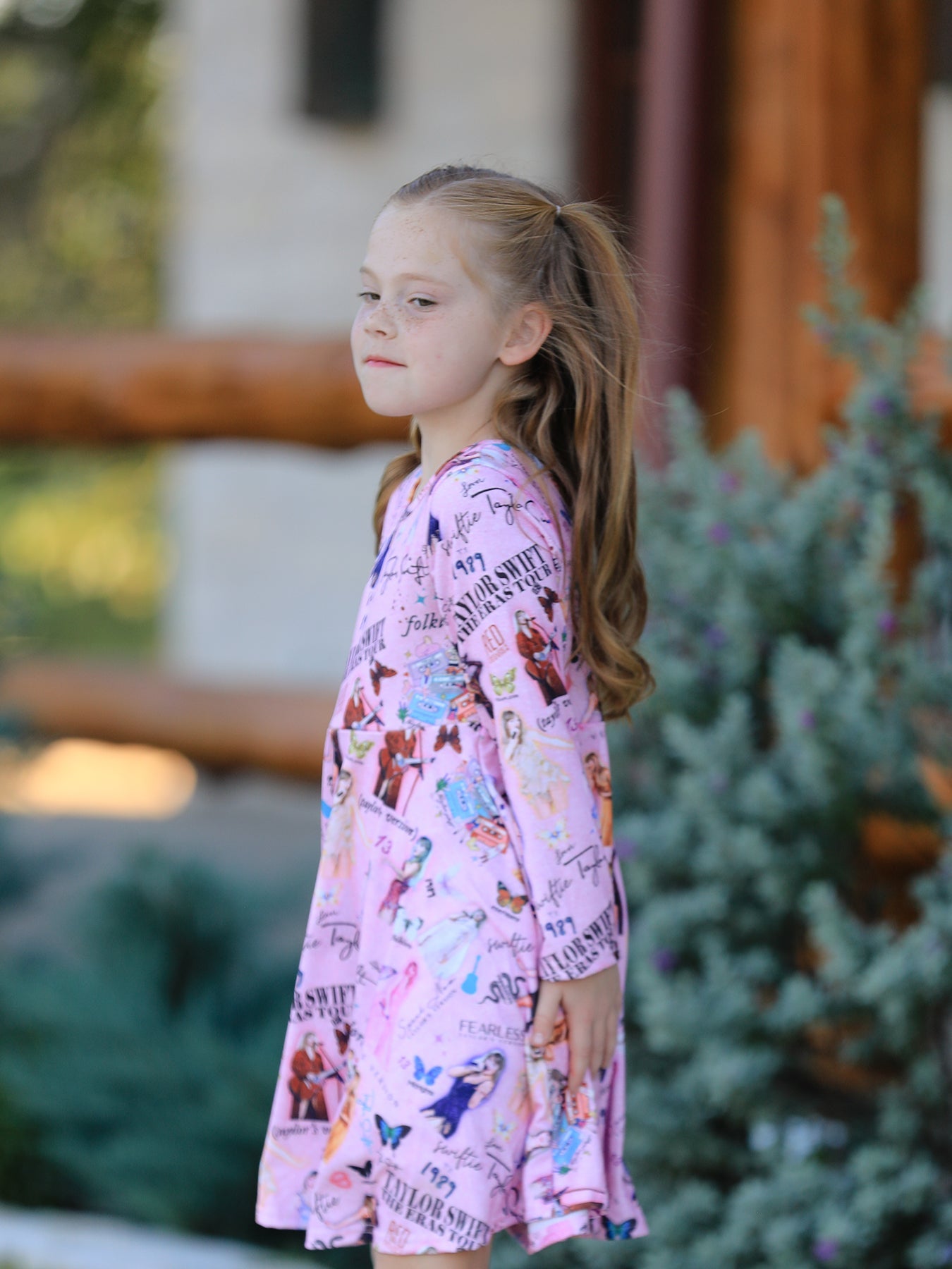 Christmas Ts Twirly Print Girls Milk Silk Dress:Musical Journey in Style