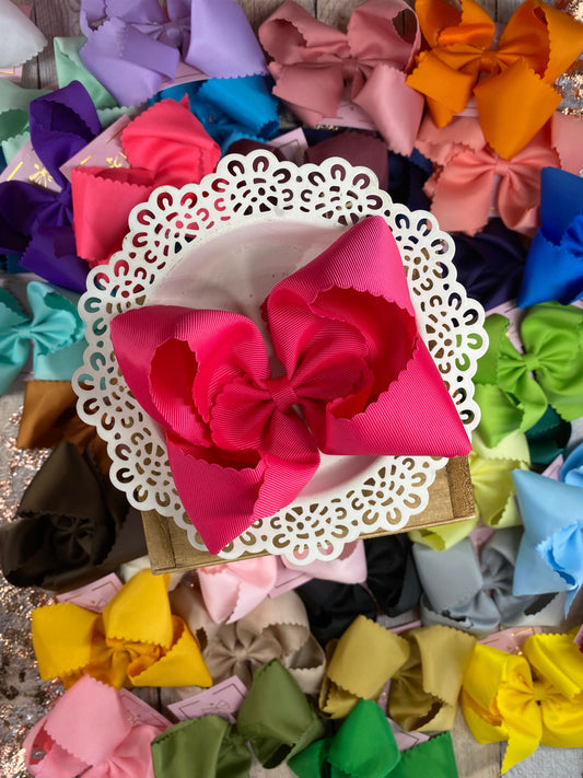 5.5" Oversize Scalloped Hair Bow | Clip or Headband