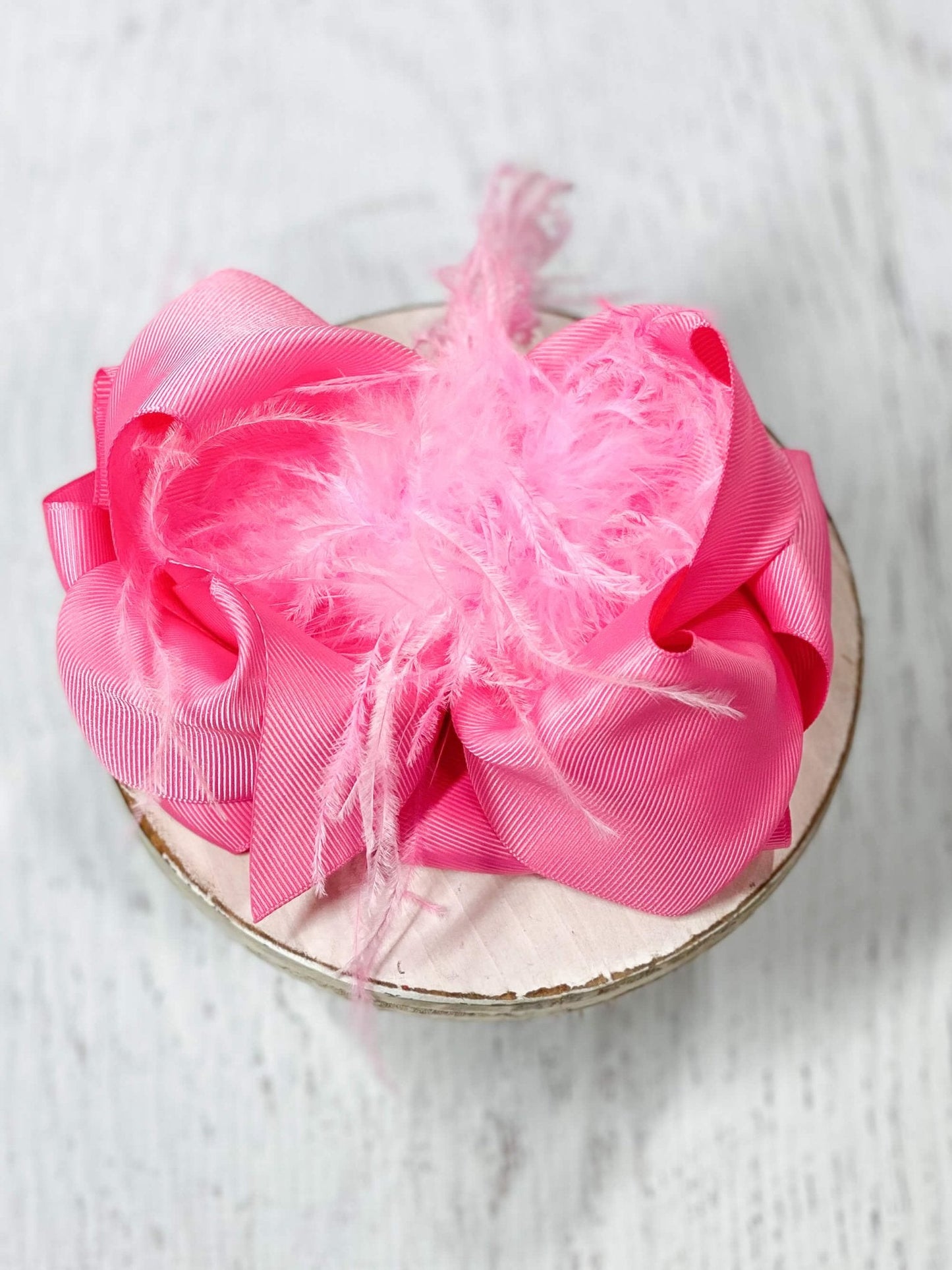 Solid Feather Puff Looped Knot Hair Bow - Alligator Clip - 5.5"