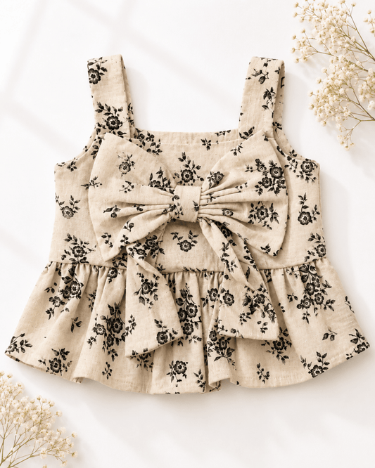 Tilly Bow Front Top - Sepia Garden