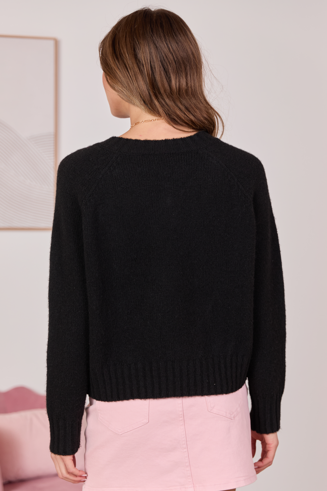 Fallon Black V-Neck Sweater SALE