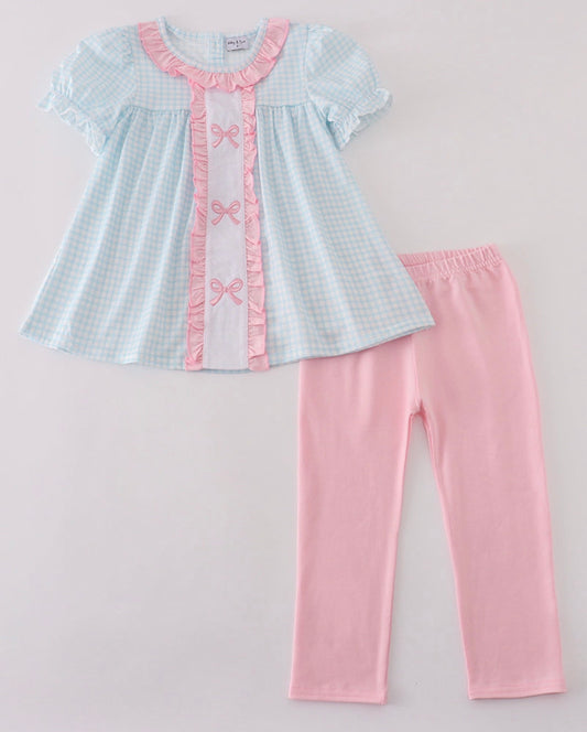 RTS- pink bow pants set