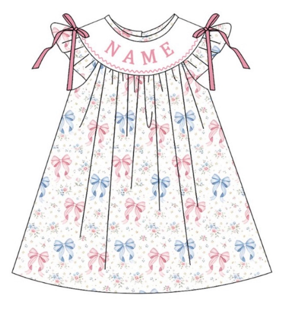 PO-CUSTOM Pink & Blue Bow Dress