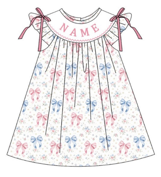 PO-CUSTOM Pink & Blue Bow Dress