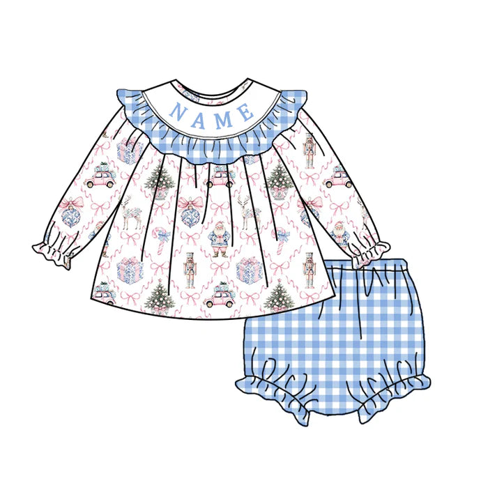 PO- CUSTOM Blue Heirloom Christmas Bloomer Set