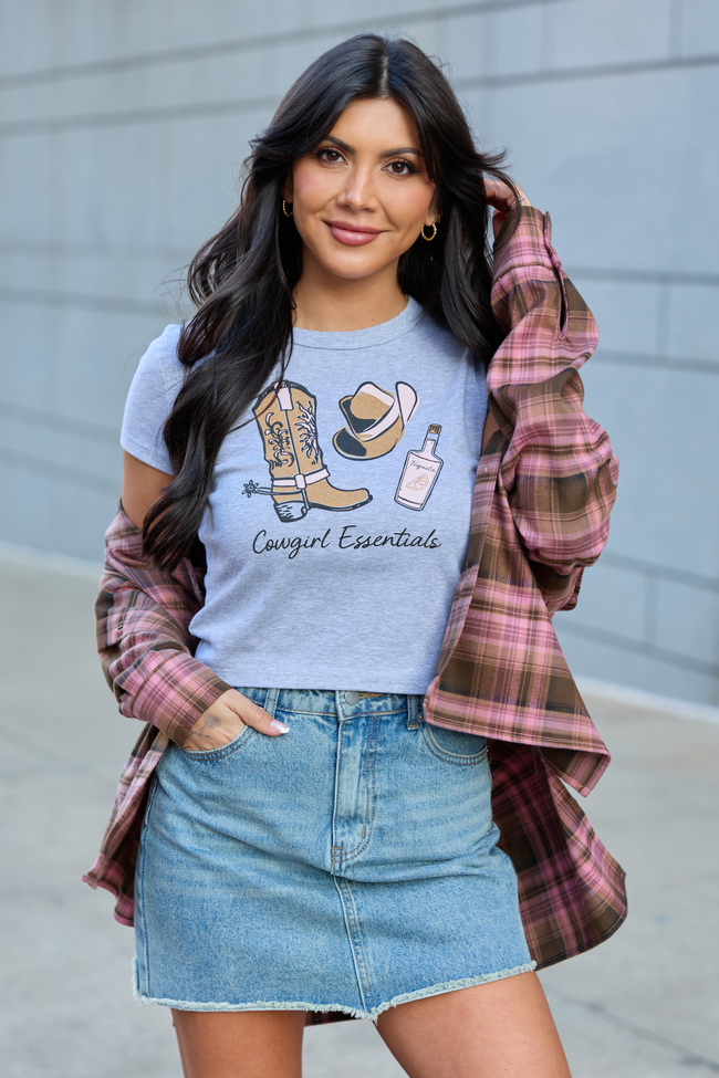 Cowgirl Essentials Heather Grey Baby Graphic Tee SALE