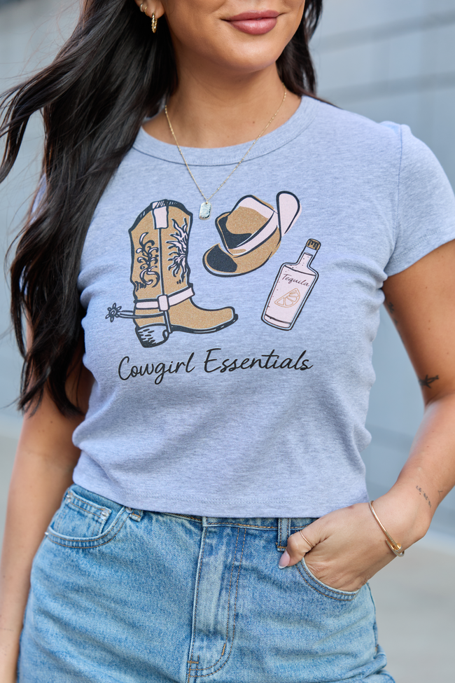 Cowgirl Essentials Heather Grey Baby Graphic Tee SALE