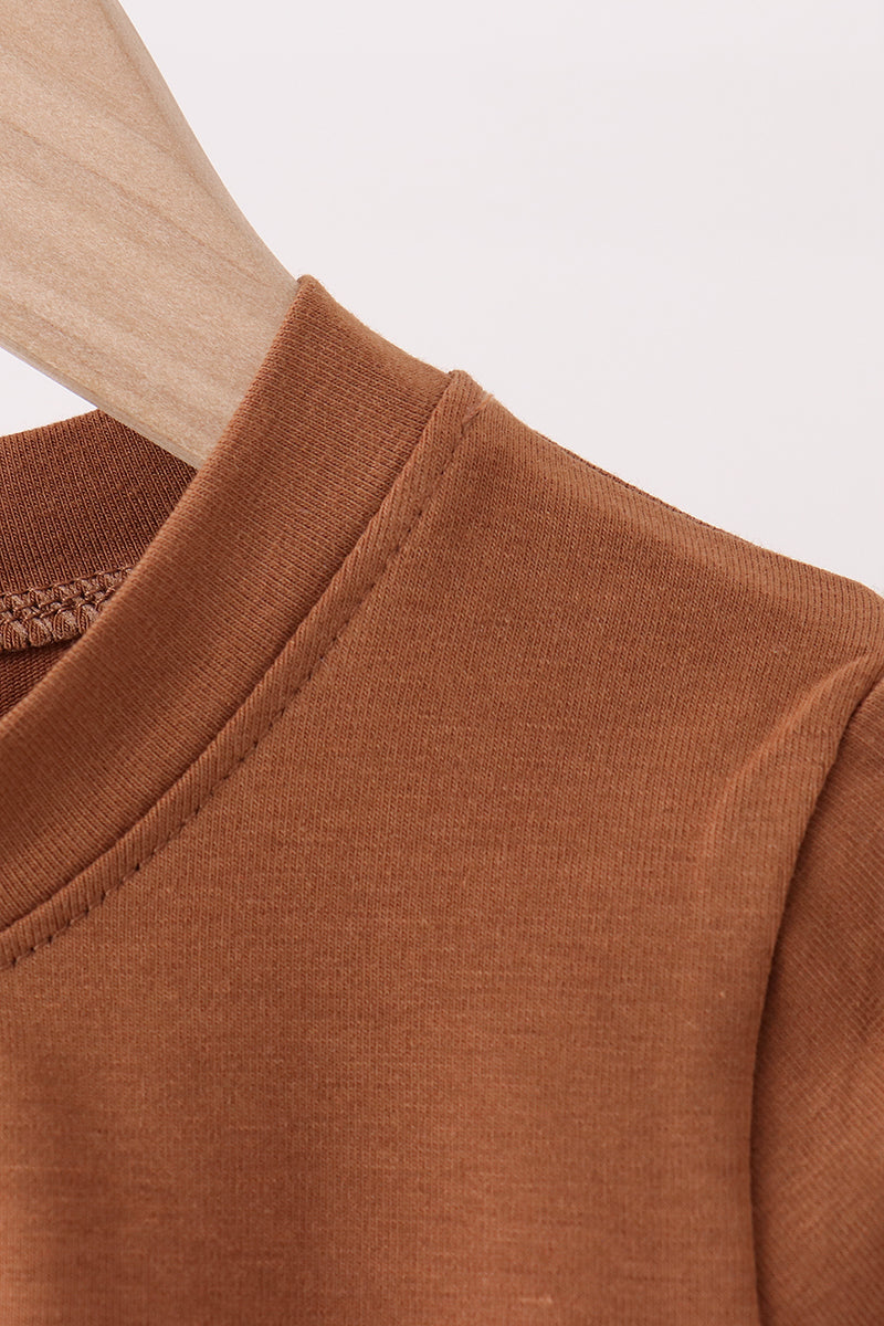 Brown Football French Knot Top