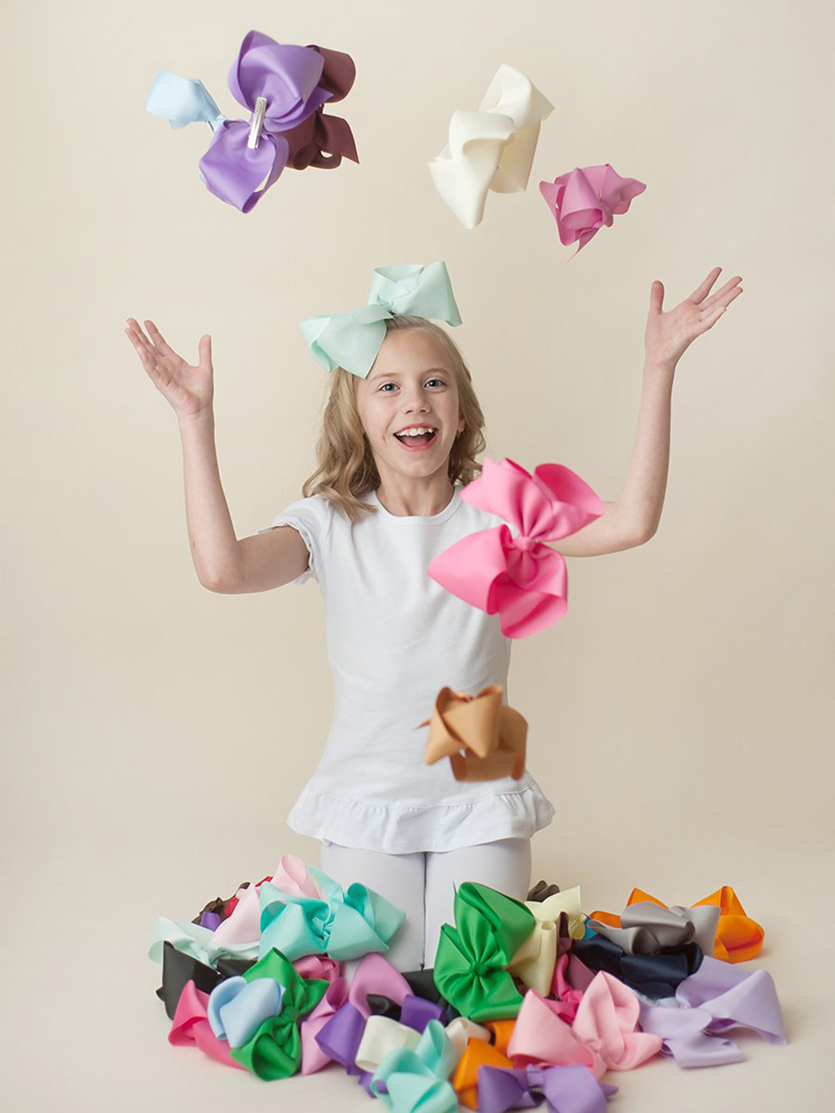 Boutique Solid Grosgrain Hair Bows – 38 Colors | 4", 6" & 8" | Alligator Clip | Girls & Toddlers