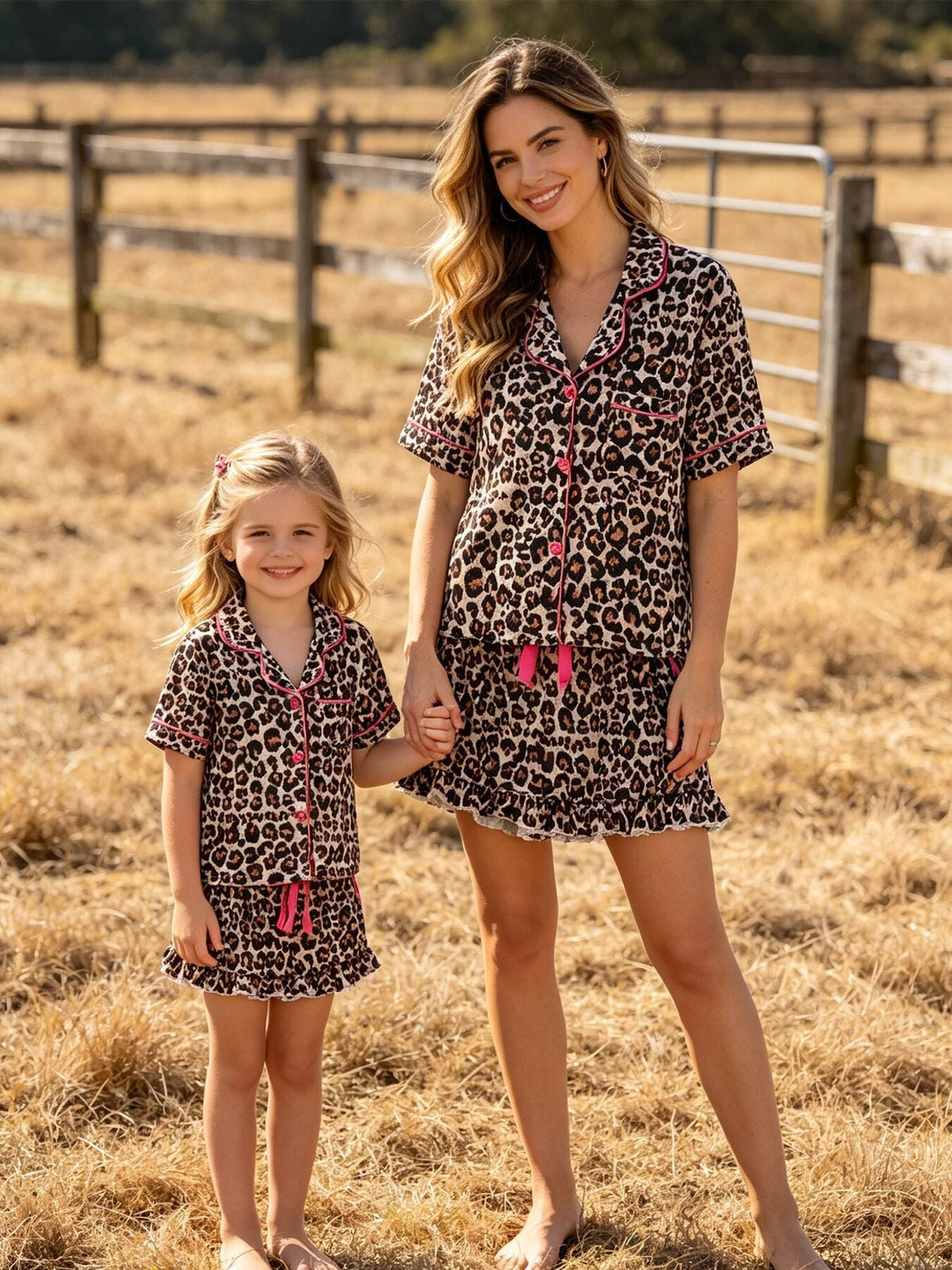 Mommy & Me Leopard Print Ruffle Pajama Set
