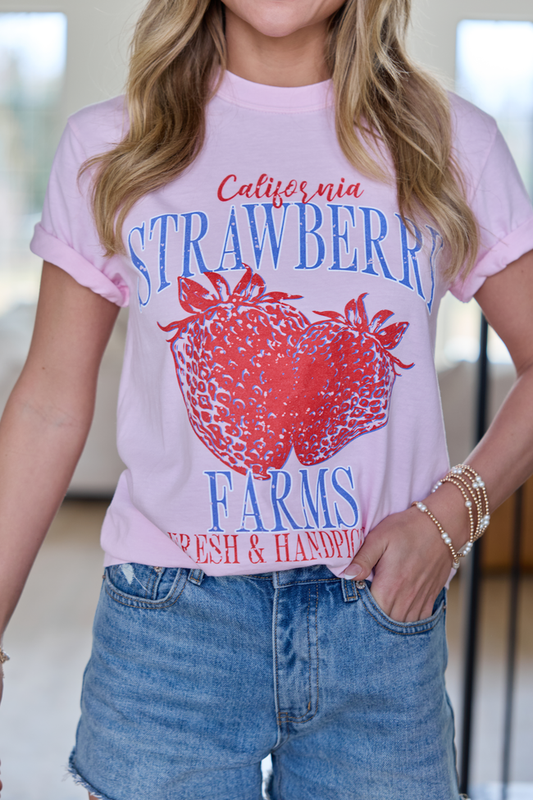 California Strawberry Farms Light Pink Comfort Colors Graphic Tee