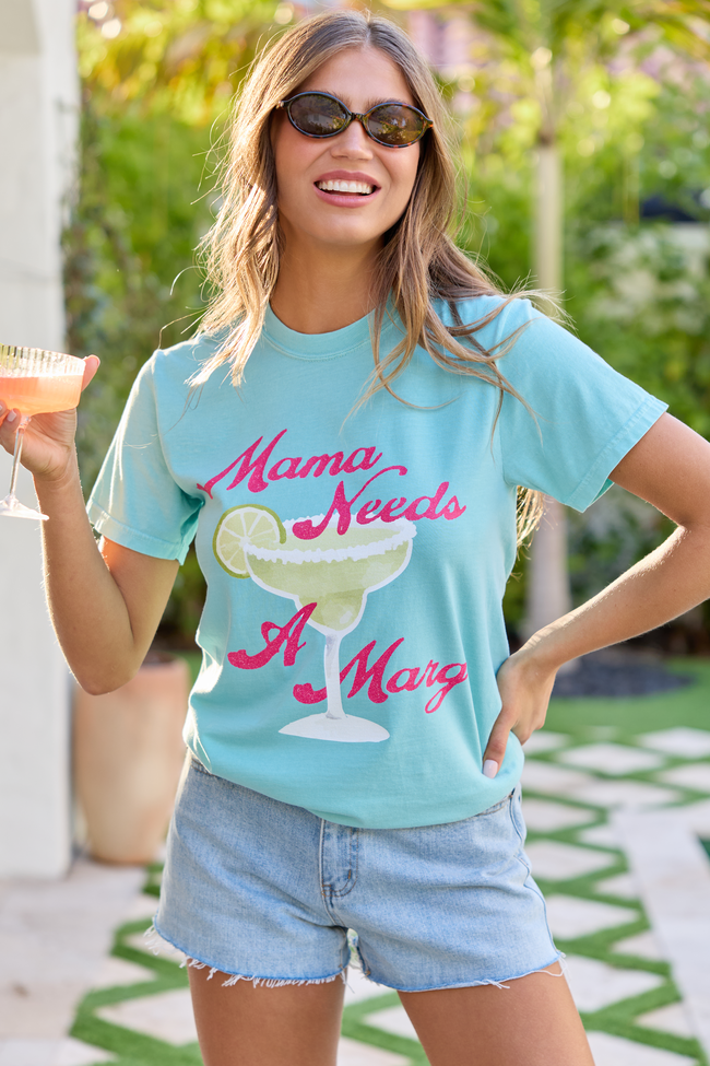 Mama Needs A Marg Mint Blue Comfort Colors Graphic Tee