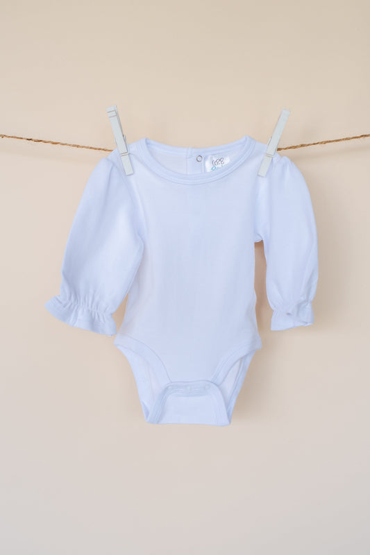 Poly/Cotton Baby Bodysuit – Sublimation Blank │ 4 Styles │ Girls Ruffle & Unisex │ Newborn–18M