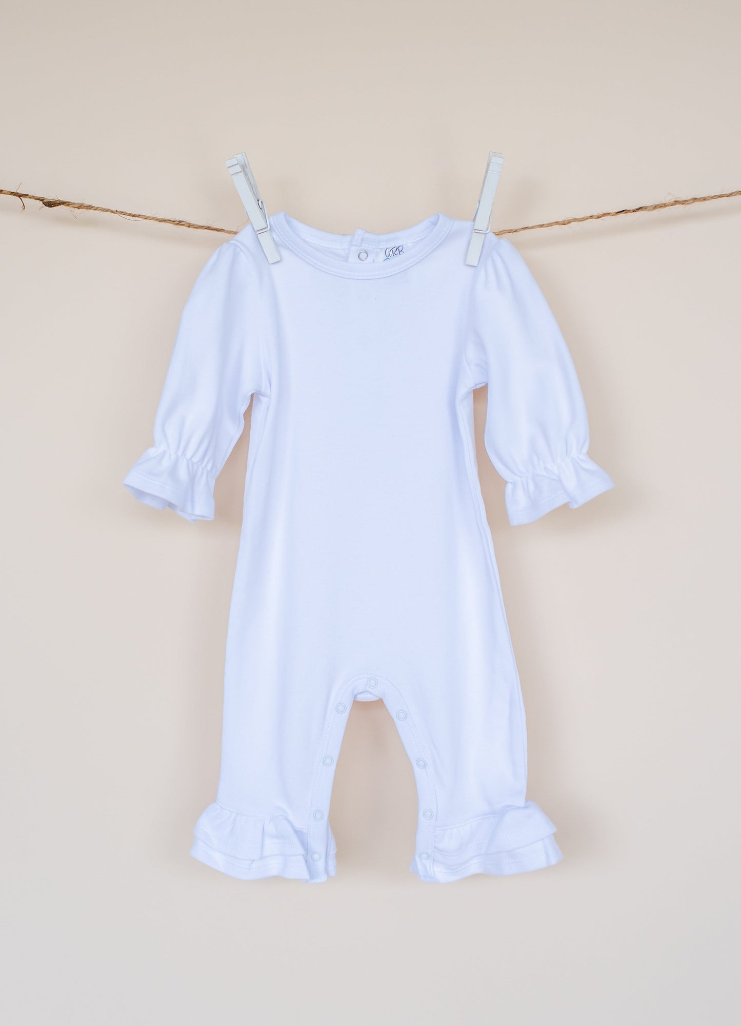 Long Sleeve Ruffle Romper – Girls Cotton Blank | 6 Colors | Embroidery & Boutique | 0-3M–2T