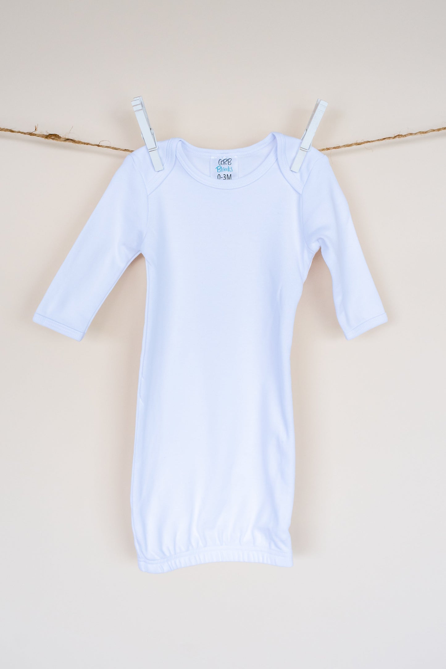 Unisex Long Sleeve Baby Gown – Cotton Blank | 8 Colors | Side Zipper | Embroidery & Monogram Ready