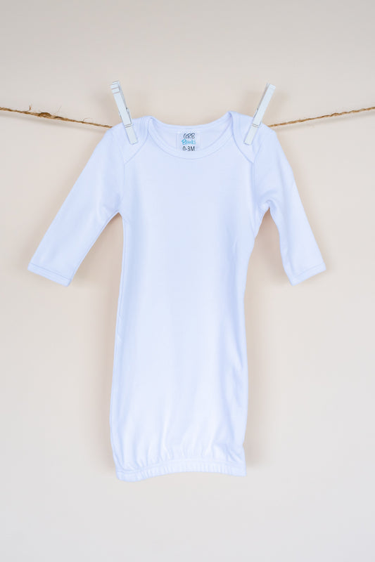 Unisex Long Sleeve Baby Gown – Cotton Blank | 8 Colors | Side Zipper | Embroidery & Monogram Ready