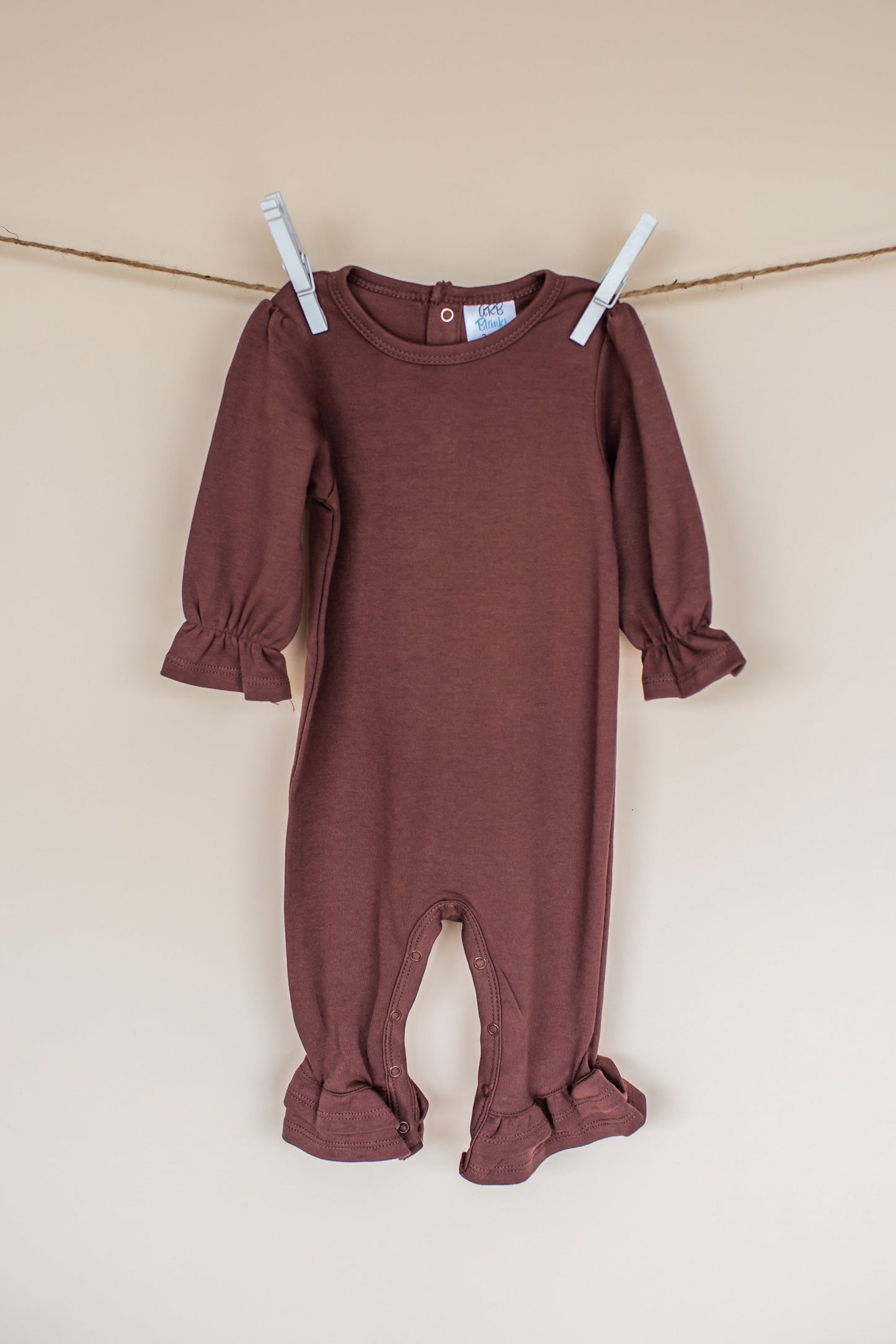 Long Sleeve Ruffle Romper – Girls Cotton Blank | 6 Colors | Embroidery & Boutique | 0-3M–2T