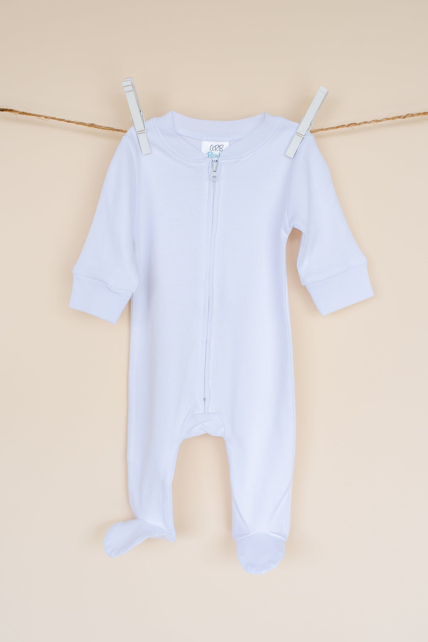 Unisex Zippered One Piece Footie – Cotton Blank | 3 Colors | Embroidery Ready | Newborn–18M