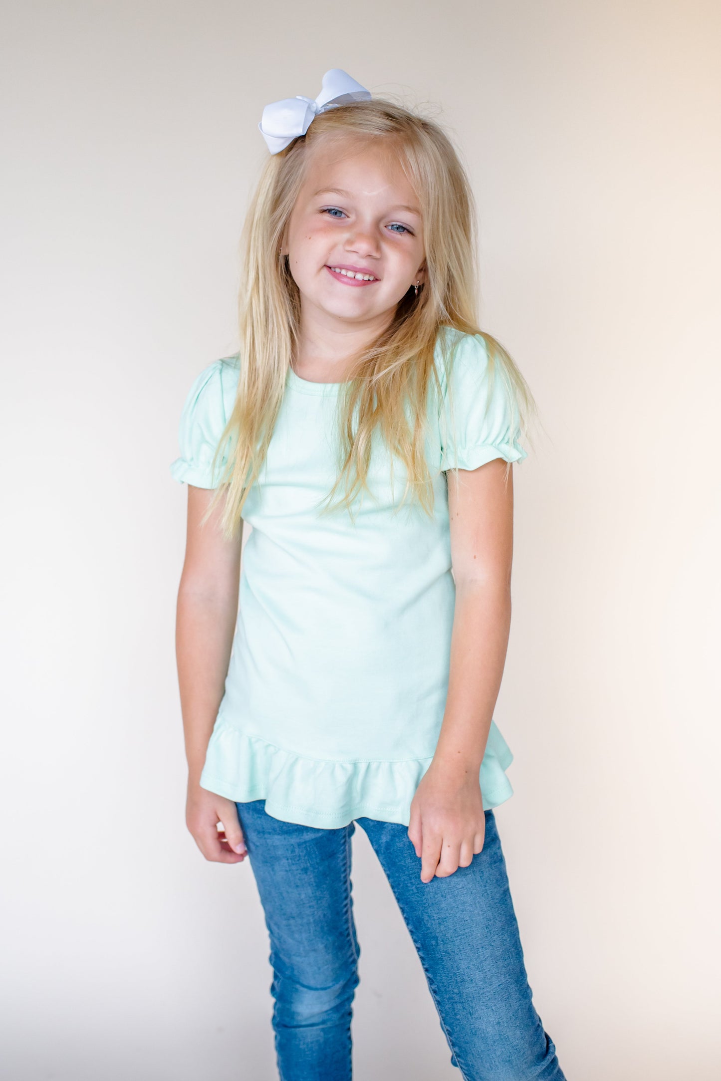 Girl's Short Sleeve Ruffle Shirt (12M-Toddler)