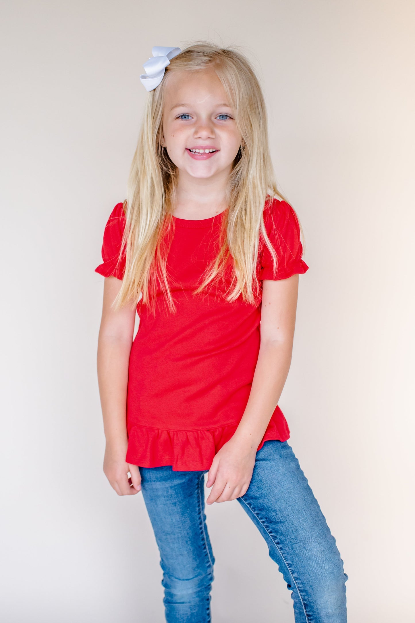 Girl's Short Sleeve Ruffle Shirt (12M-Toddler)