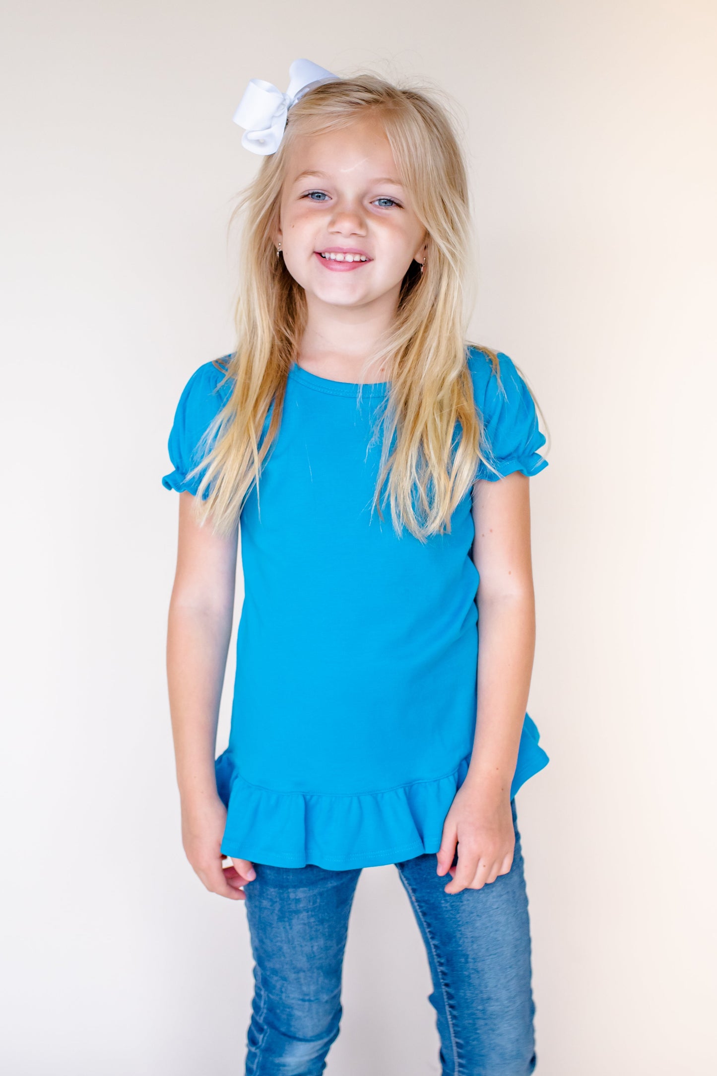 Girl's Short Sleeve Ruffle Shirt (12M-Toddler)