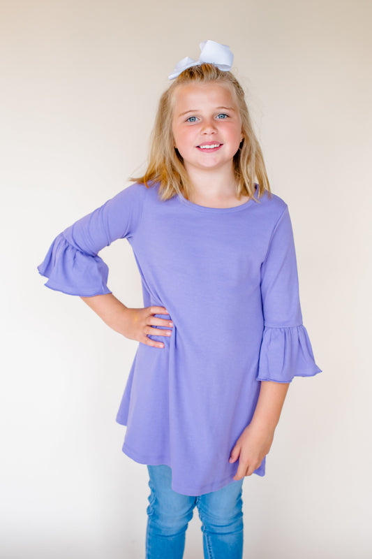 ARB Outlet | Girl's Bell Sleeve Tunic – Cotton Blank for Embroidery, HTV & Boutique