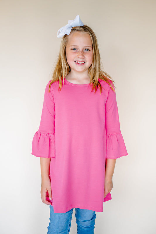 ARB Outlet | Girl's Bell Sleeve Tunic – Cotton Blank for Embroidery, HTV & Boutique