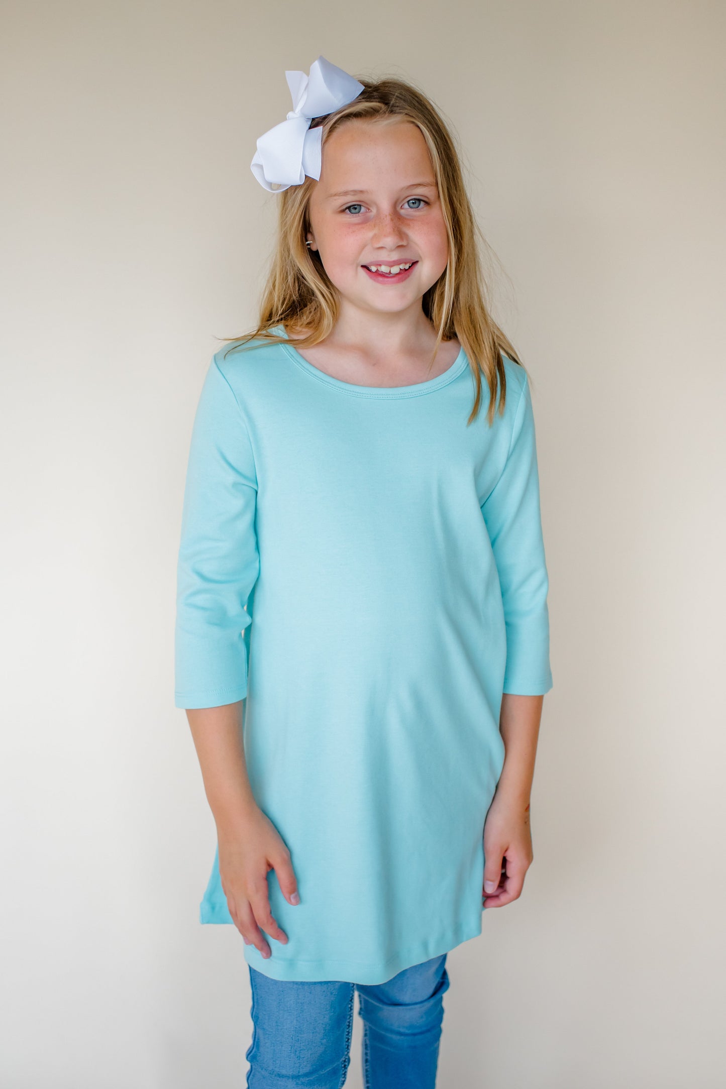 Girl's Straight Sleeve Tunic – Cotton Blank │ 8 Colors │ Embroidery & Boutique │ 12M–12