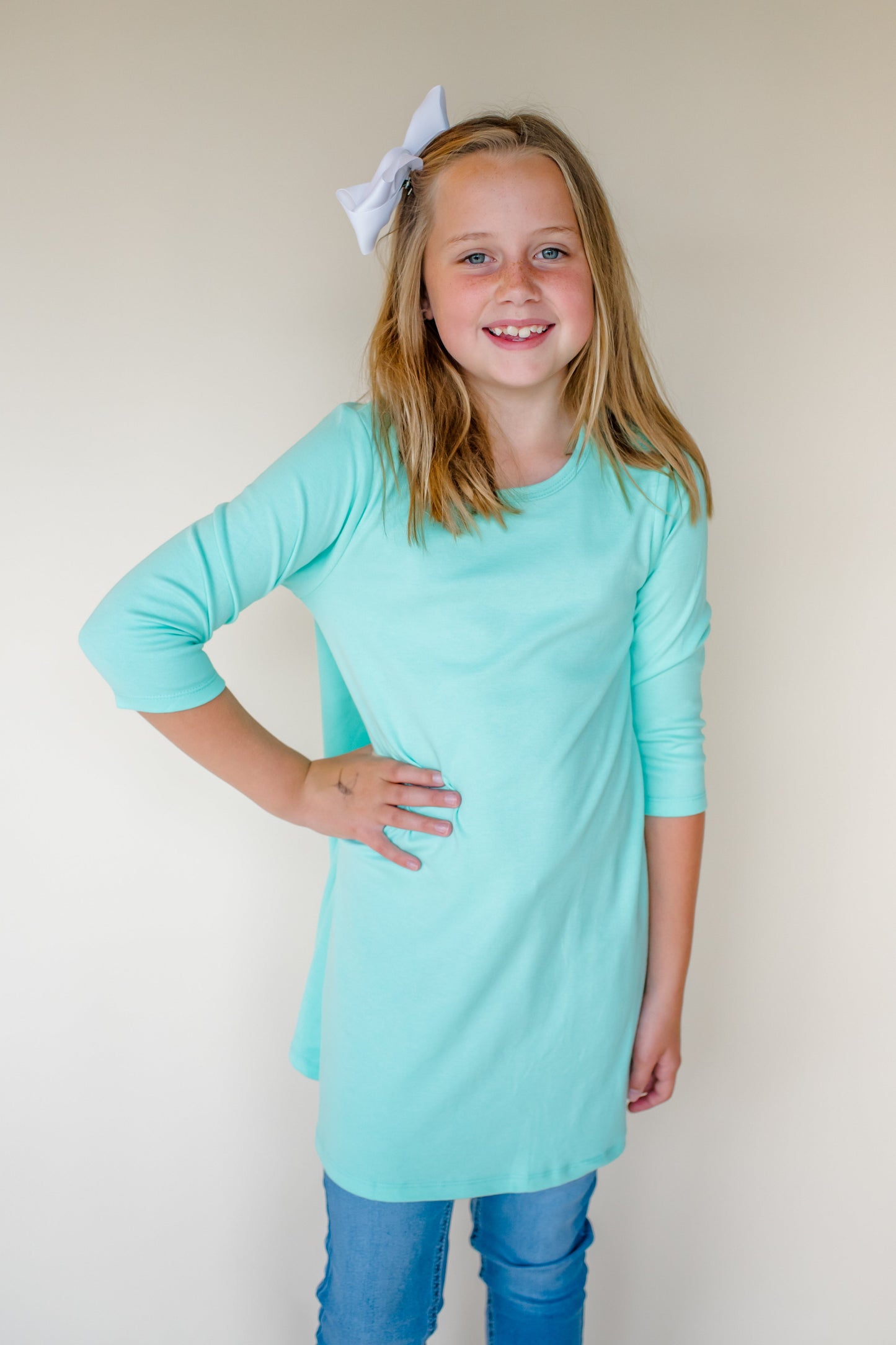 Girl's Straight Sleeve Tunic – Cotton Blank │ 8 Colors │ Embroidery & Boutique │ 12M–12