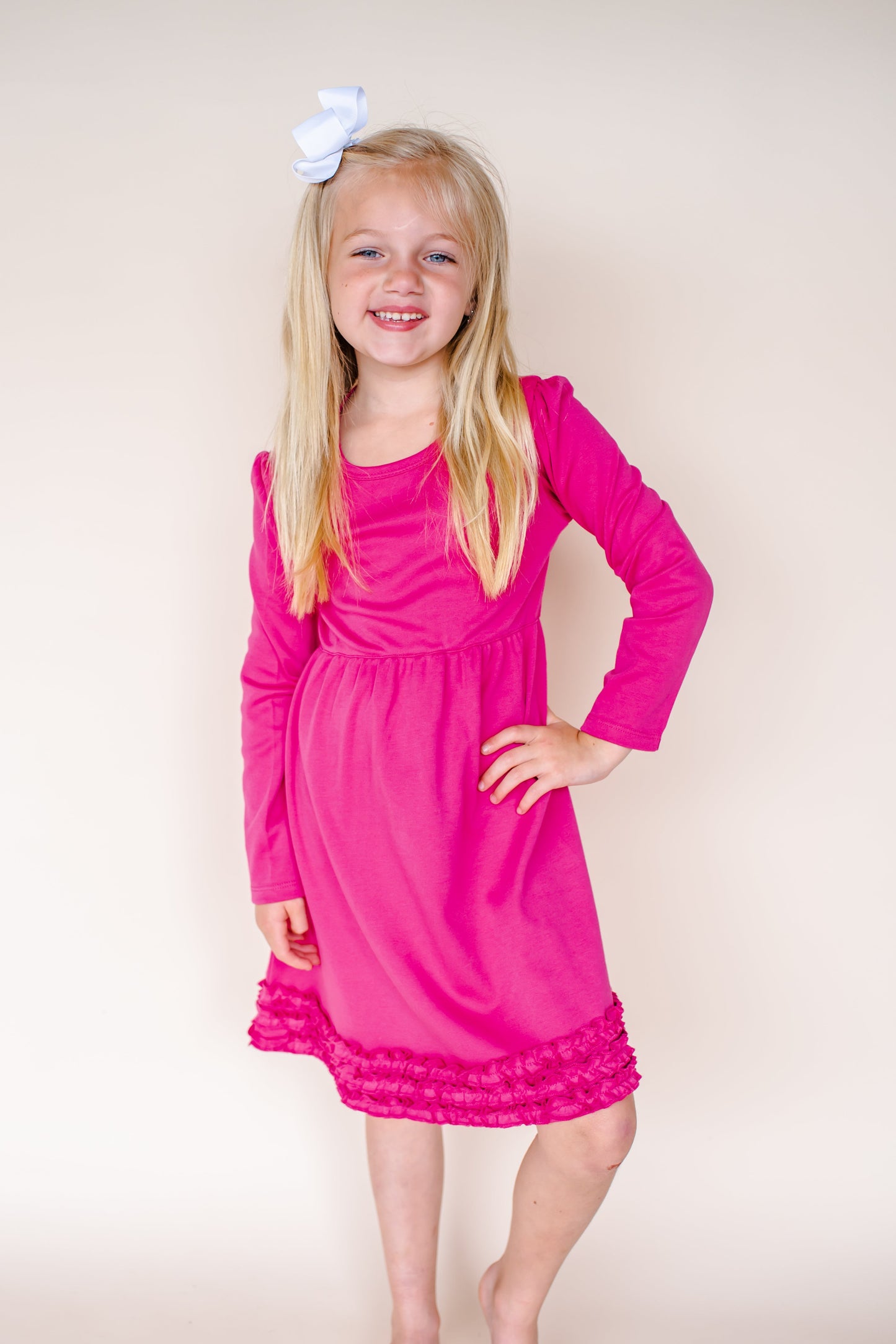 Girl's Long Sleeve Ruffle Empire Waist Dress (12M-Toddler)