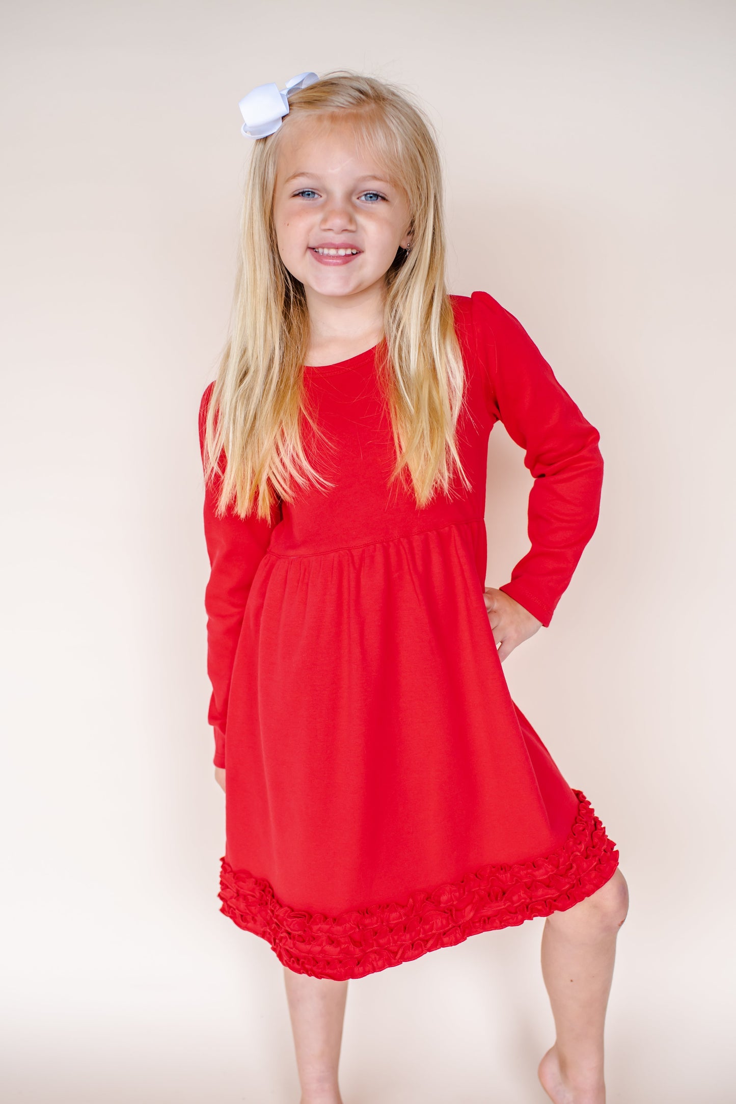 Girl's Long Sleeve Ruffle Empire Waist Dress (12M-Toddler)