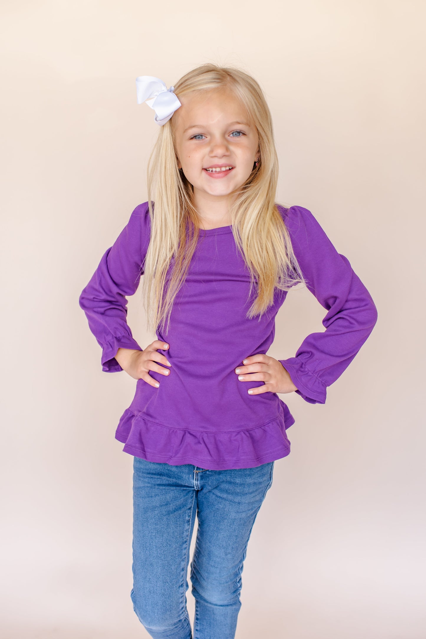 Girl's Long Sleeve Ruffle Shirt