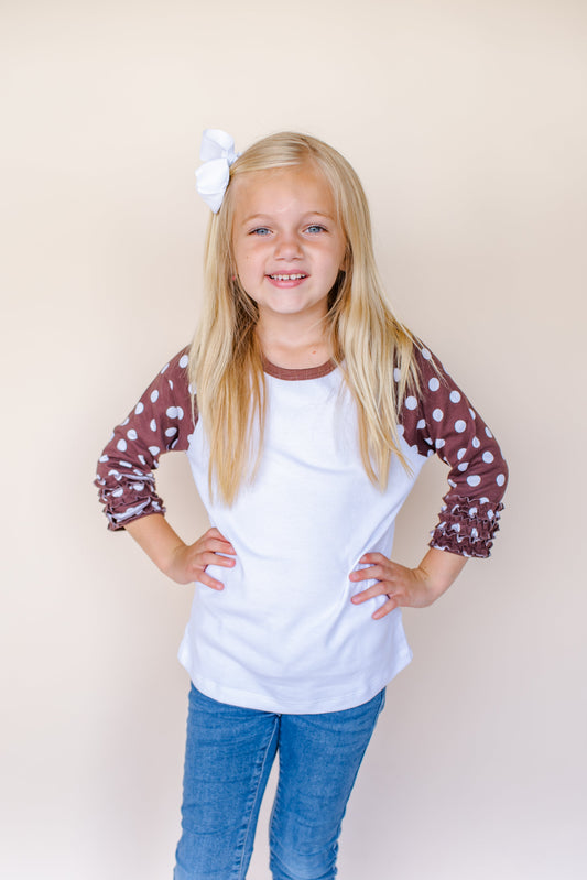 ARB Outlet  | Girl's Polka Dot Triple Ruffle Raglan