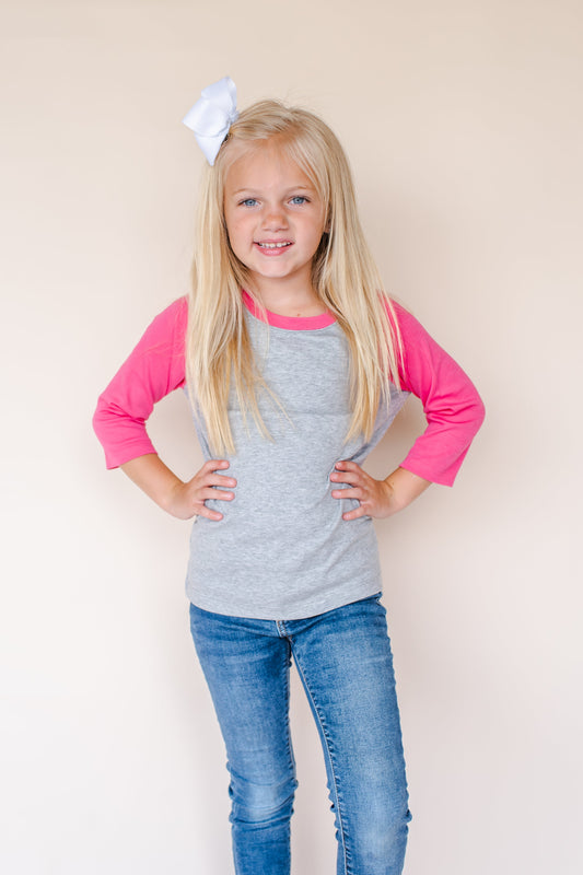 ARB Outlet | Unisex Raglan Shirt -- Grey Body Cotton Blank for Embroidery