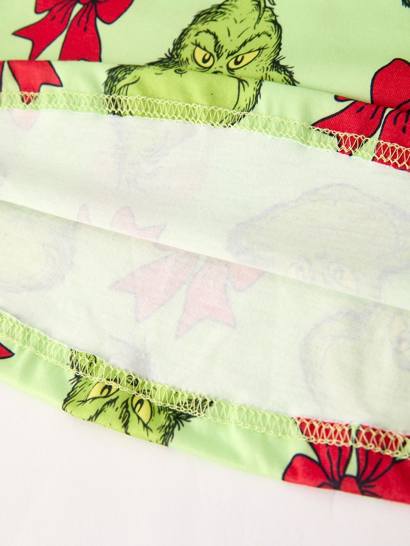 Winter Christmas Tree Bow Character Print  Green Girls Dress