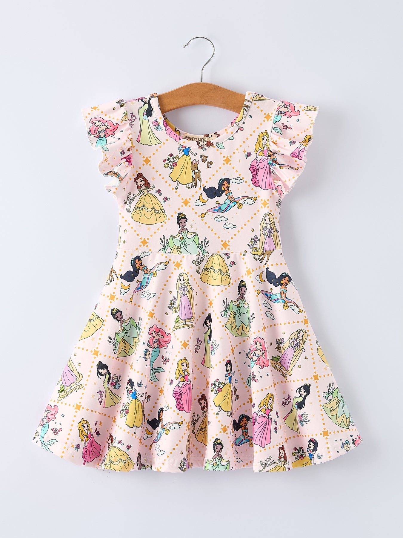 Summer Pattern Ruffle Sleeve Girls Dress.