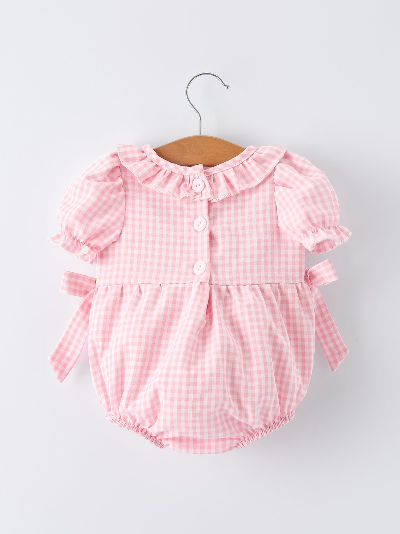 Baby Girls Summer Crocodile Embroidered Smocked Romper.
