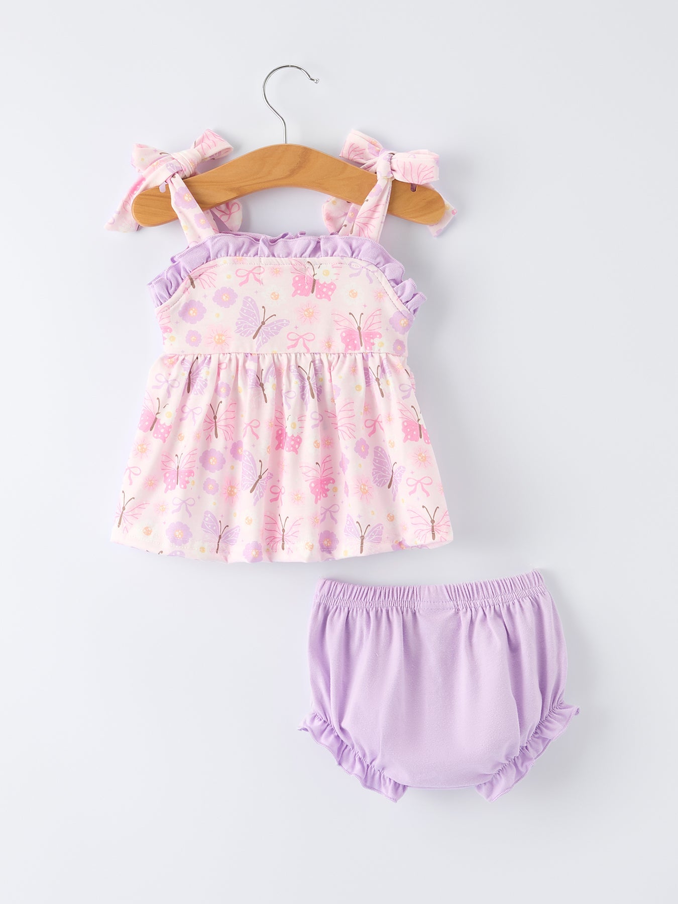 Butterfly Embroidery Smocking Bow Baby Girls Bloomers Set.