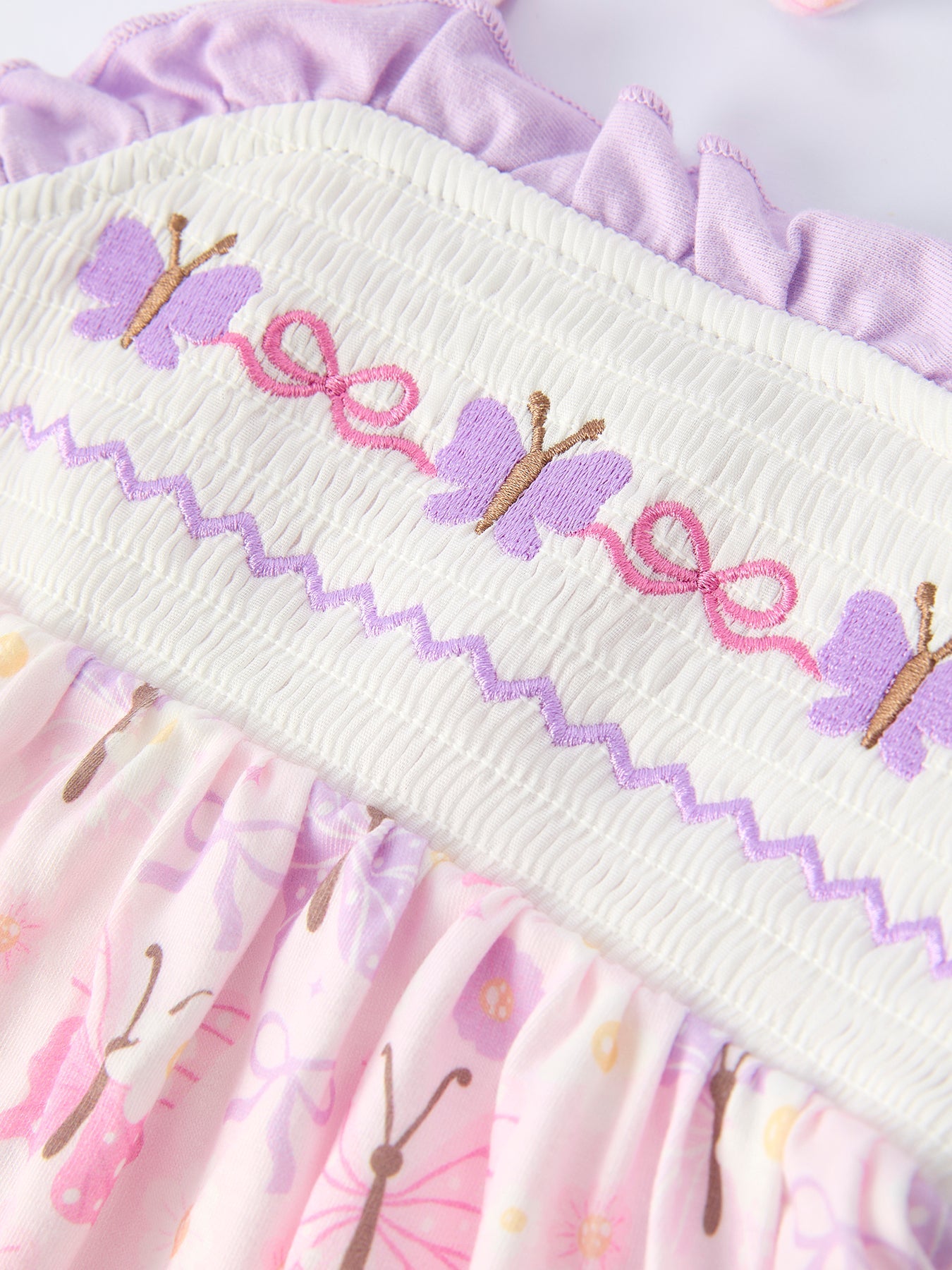 Butterfly Embroidery Smocking Bow Baby Girls Bloomers Set.