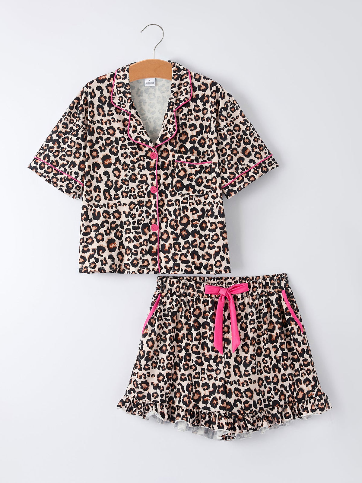 Mommy & Me Leopard Print Ruffle Pajama Set