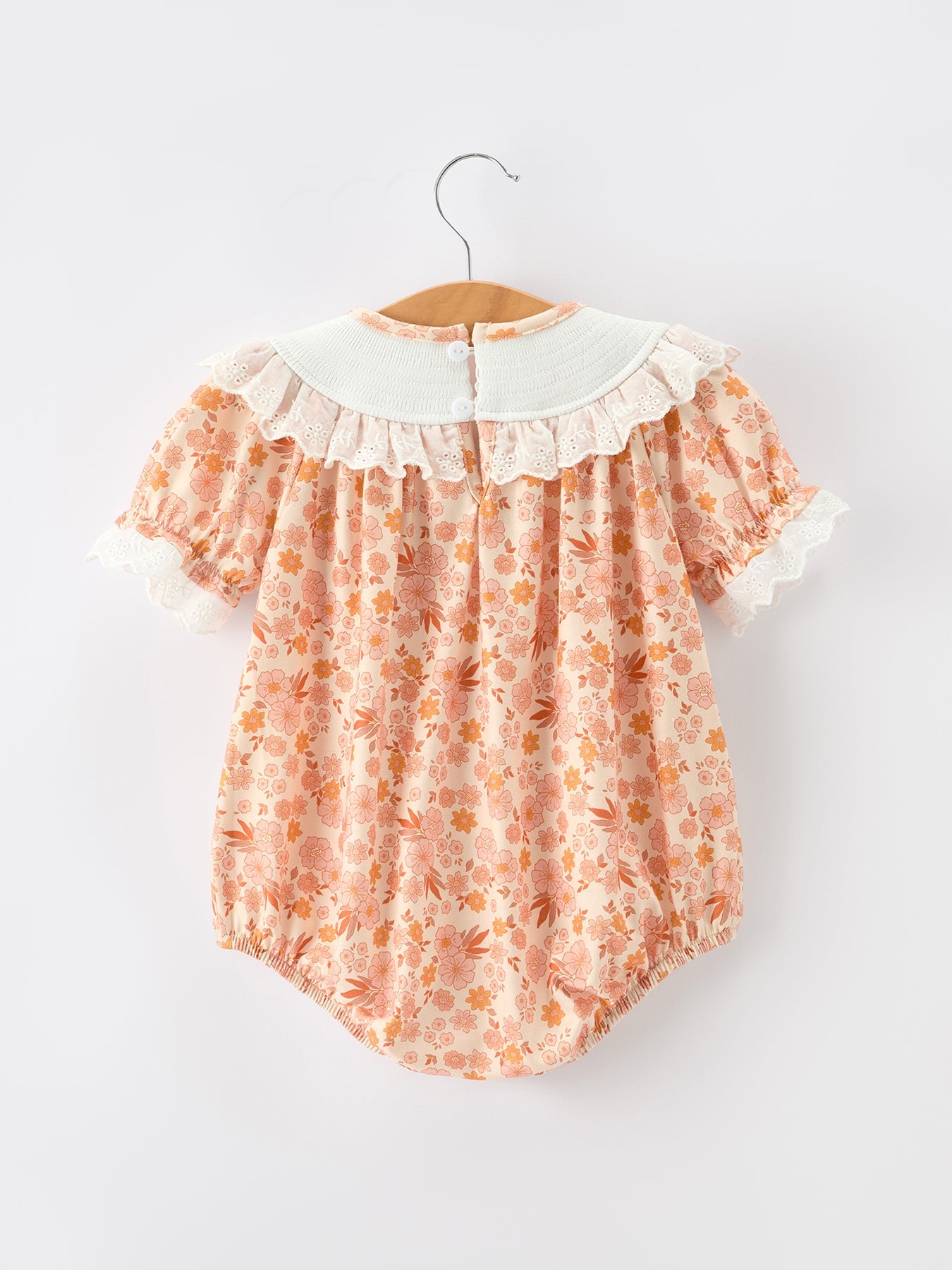 Thanksgiving Turkey Floral Lace Bubble Girls Romper
